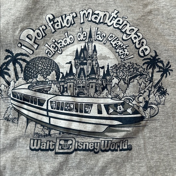 Disney Other - Disney Gray Tee with Monorail and the Spanish monorail warning, XXL, EUC